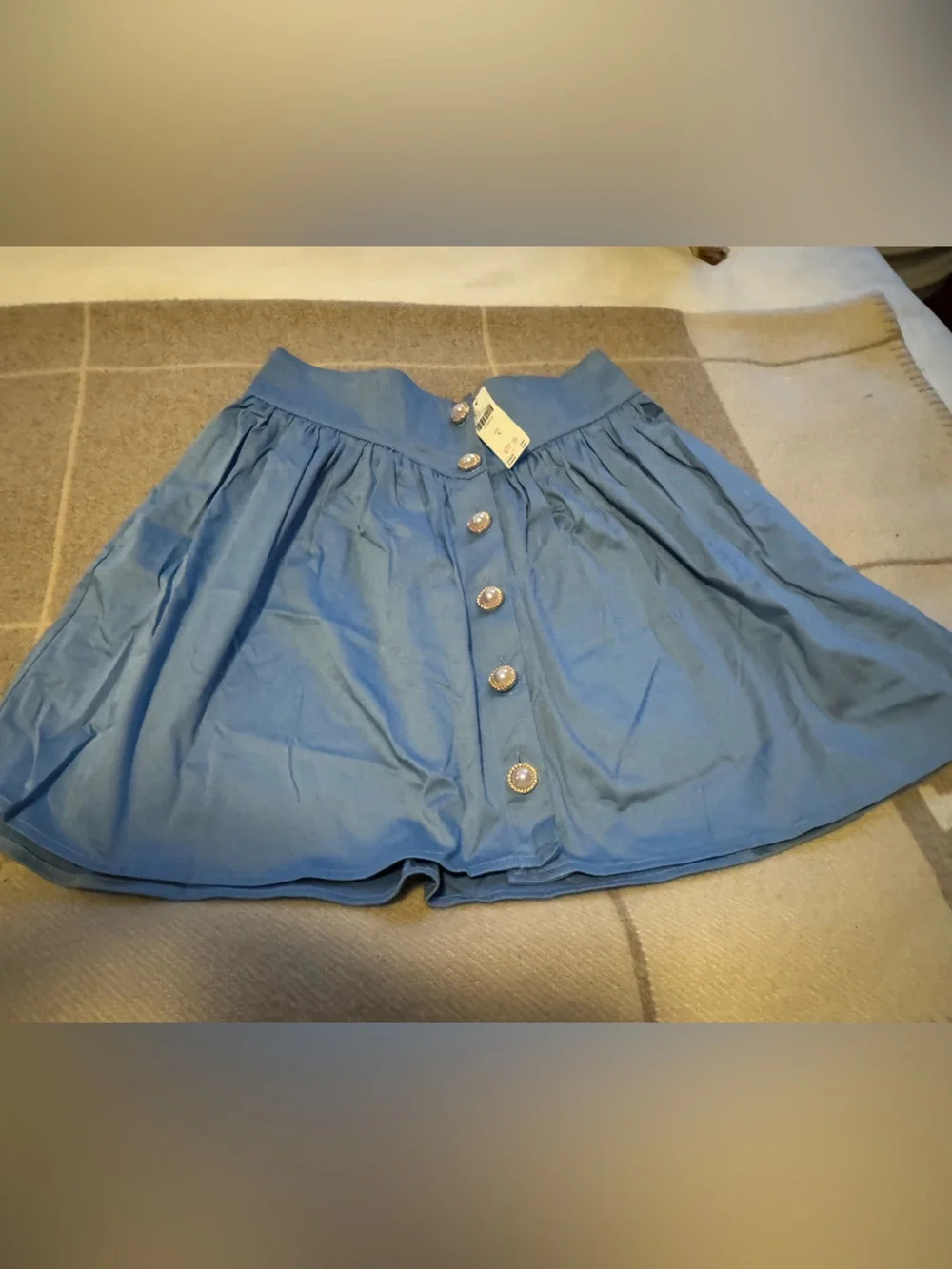 NWT Anthropologie Maeve Sky Blue Button-Front Mini Skirt